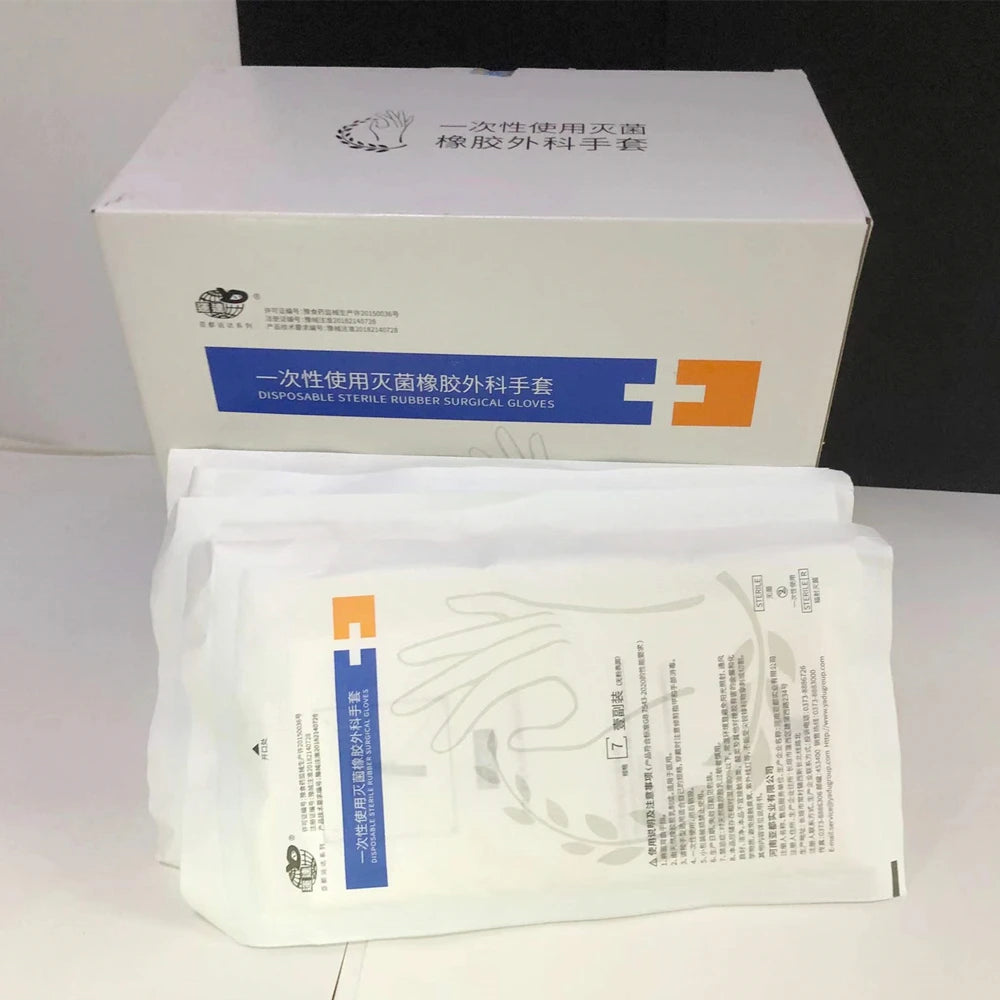 Guantes quirúrgicos desechables de látex, 10 o 20 pares, para hospitales, clínicas, cirugías, procesamiento de alimentos, laboratorios, guantes médicos de goma estériles.