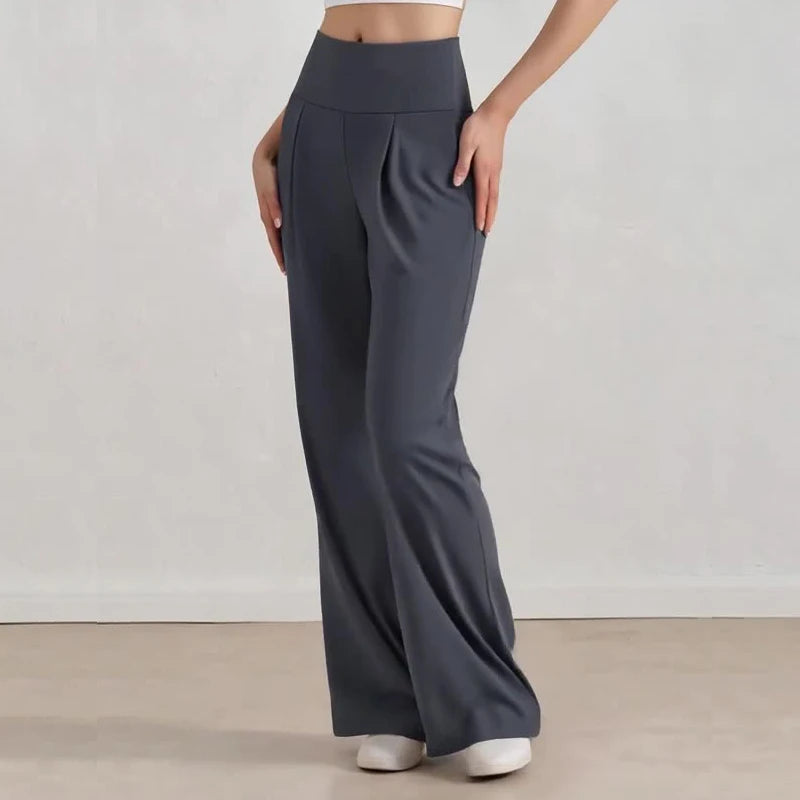 Pantalones de pierna ancha para mujer VITALINOVO, sin bolsillos, cintura alta, elásticos, holgados, tipo chándal, sensación de desnudez, informales, para estar en casa, yoga o entrenamiento, estilo palazzo.