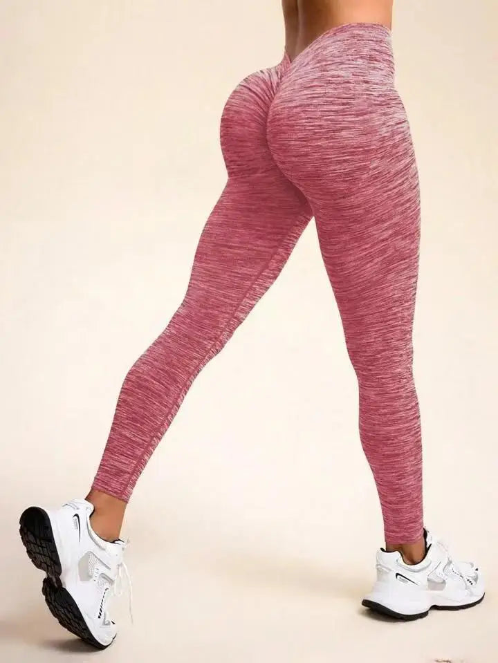 Leggings de nailon para gimnasio, yoga, espalda en V, efecto push-up en glúteos, ciclismo, fitness, ropa deportiva para entrenamiento.