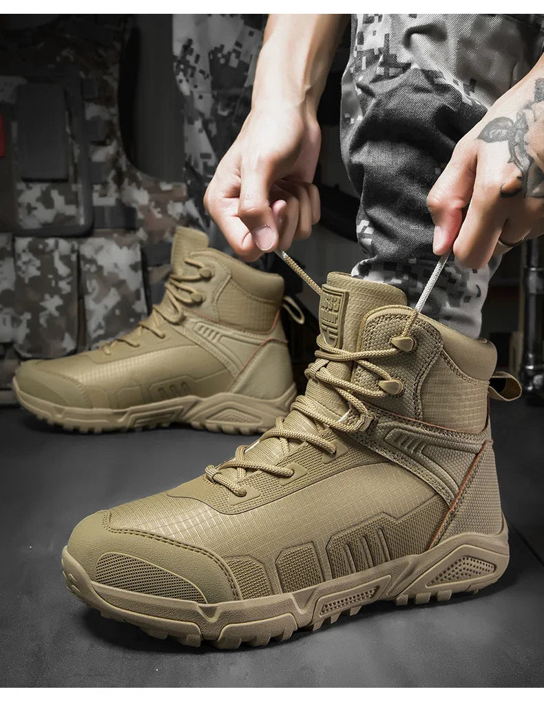 2024Men's Boots Outdoor Tactical mid-waist Boot Men's Hiking Shoes Non-slip Desert Combat Boots Men's Solid Color Snow Boots New