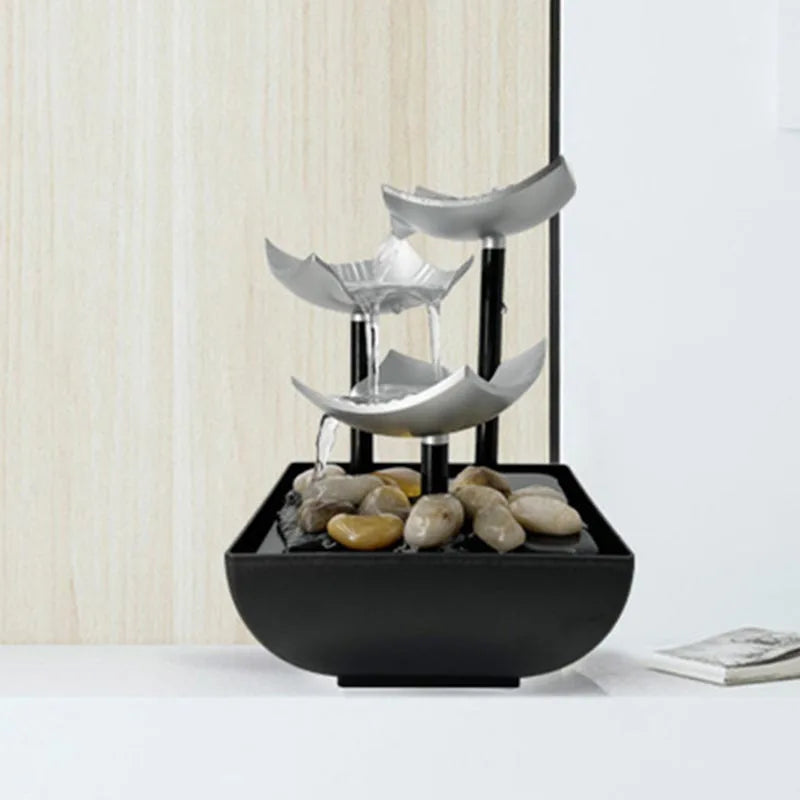 Fuente de agua para decoración de oficina y hogar, cascada interior para decoración de interiores, oficina, hogar, mesa, paisaje acuático Feng Shui