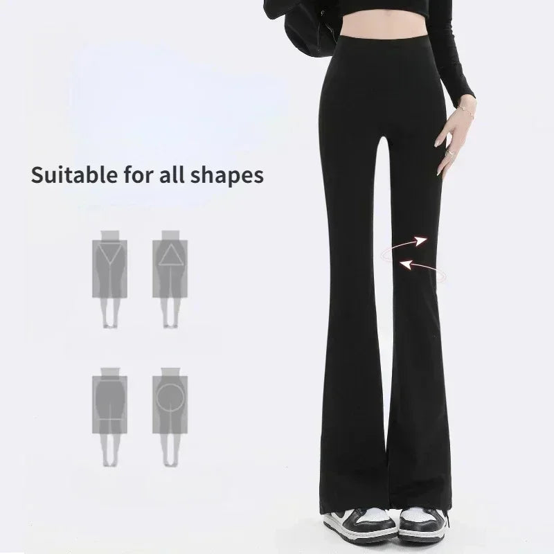 Pantalones de mujer, leggings acampanados, cintura alta, pernera ancha, pantalones de yoga, mallas deportivas sin costuras, para entrenamiento, gimnasio, ropa deportiva informal, adelgazantes.
