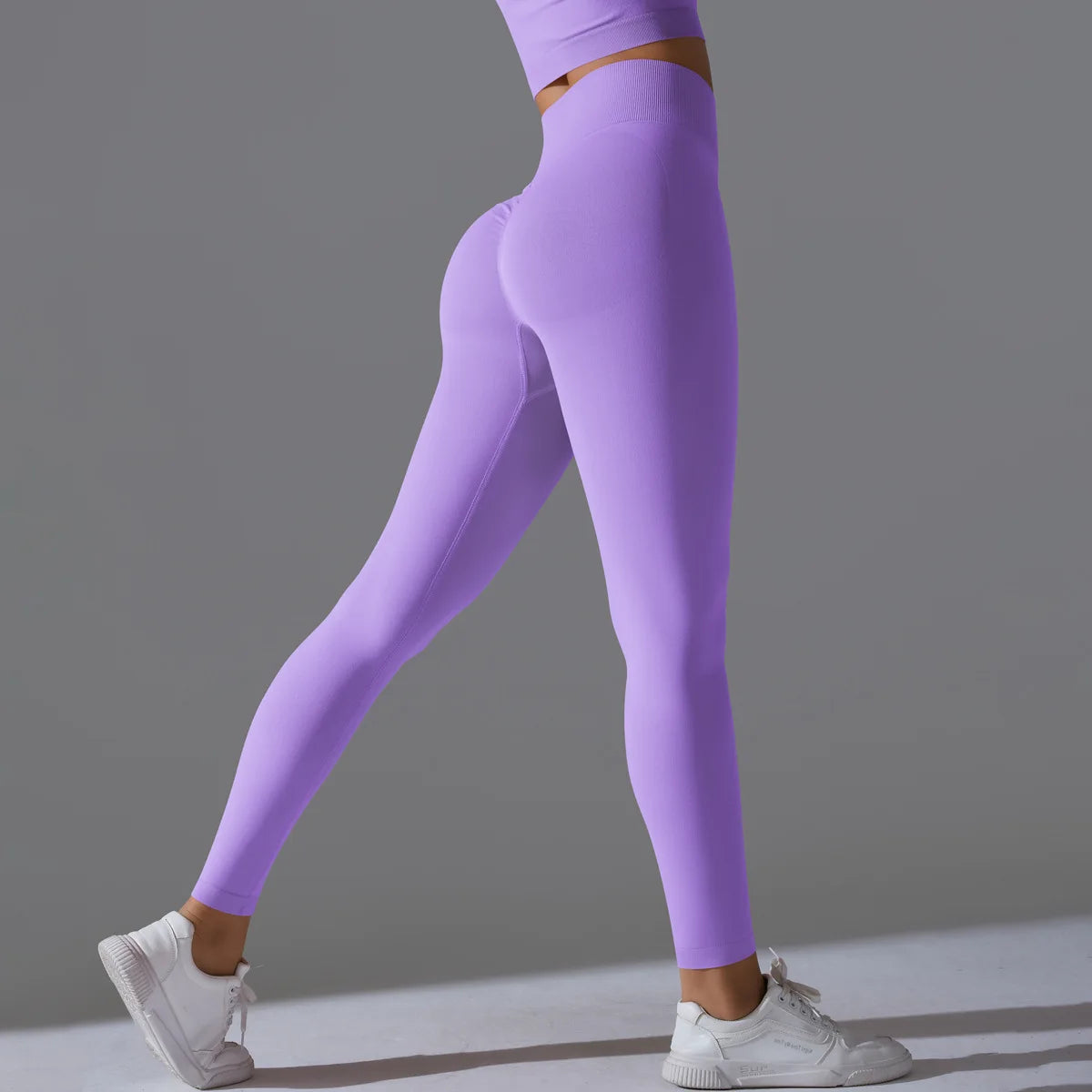 Leggings deportivos de yoga para mujer, sin costuras, cintura alta, elásticos, color sólido, para gimnasio, correr, secado rápido, realce y efecto moldeador.
