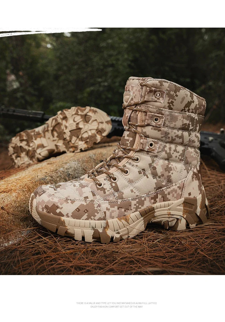 2024 Men boots Tactical Shoes High Top Hiking Durable  Anti-Slip Outdoor Climbing Trekking shoe Military Tactical Low Boots