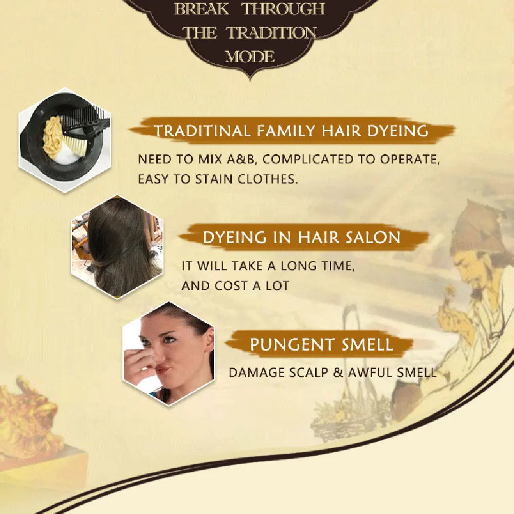 Champú para teñir el cabello gris, 3 en 1, para mujeres y hombres, con tinte negro, crema nutritiva natural a base de hierbas para el cuidado del cabello.