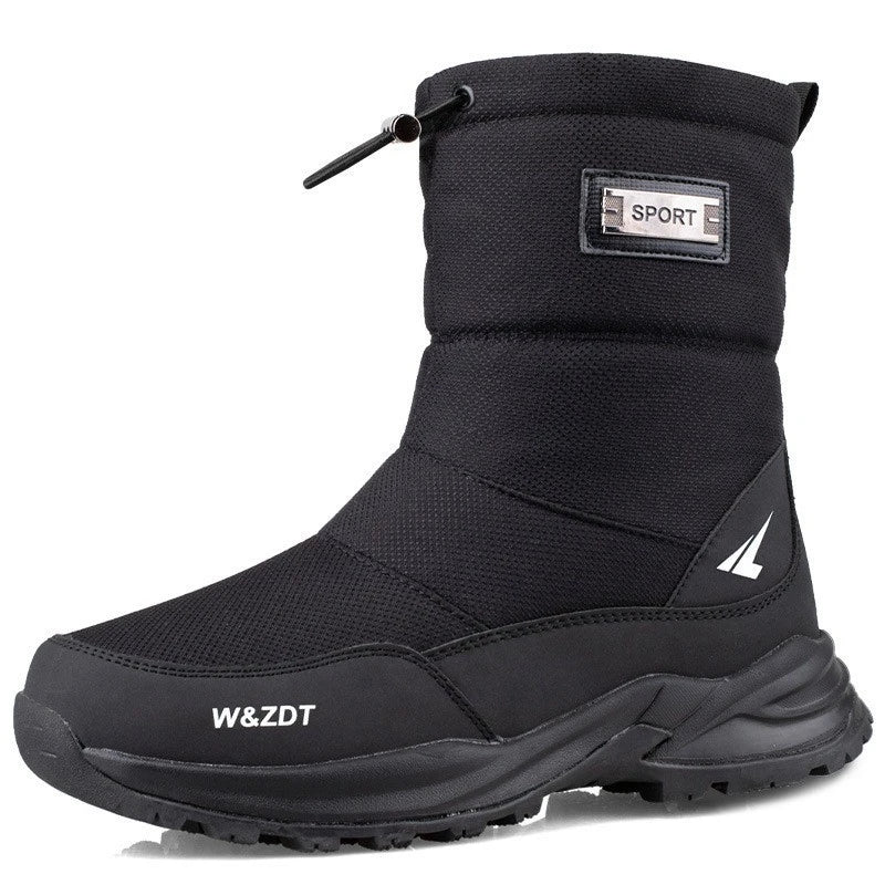 Botas de nieve altas antideslizantes para hombre, para deportes al aire libre, estilo noreste, gruesas, cálidas e informales, de algodón, con terciopelo impermeable.