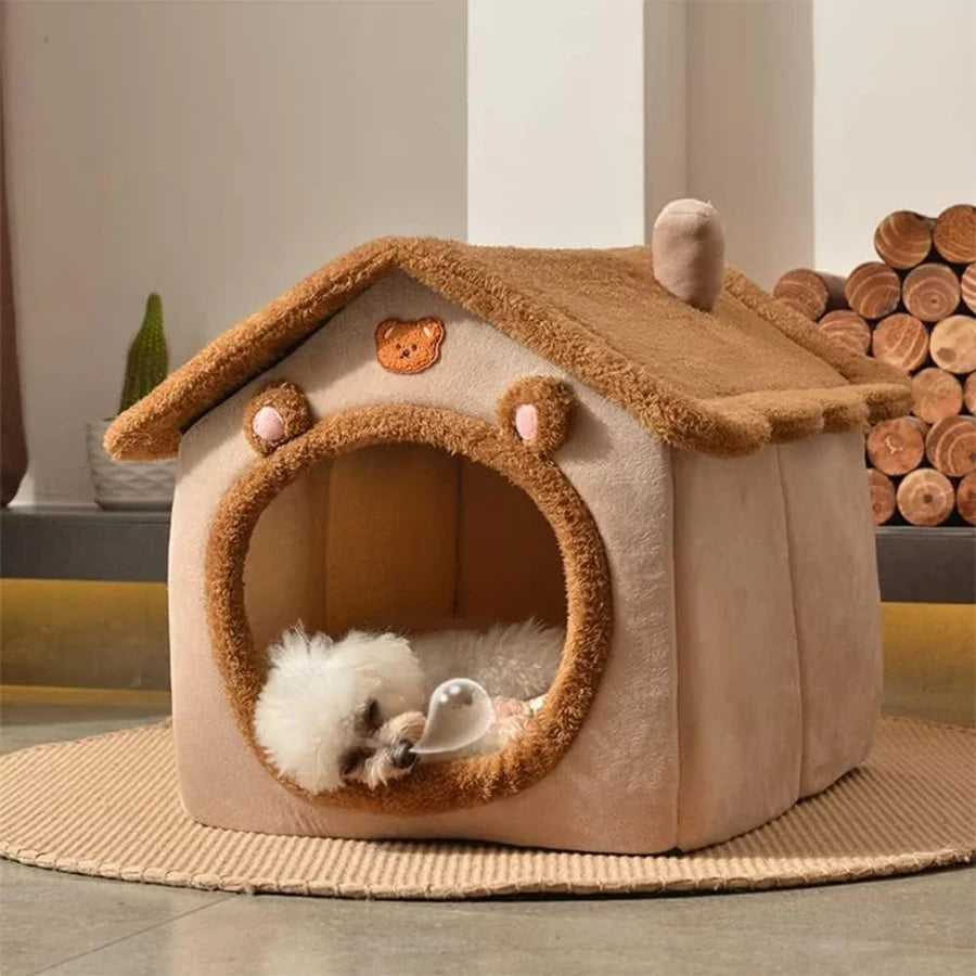 Caseta plegable para mascotas, extraíble y lavable, para esconderse, para cachorros, sofá, cama para perros pequeños y gatos medianos.