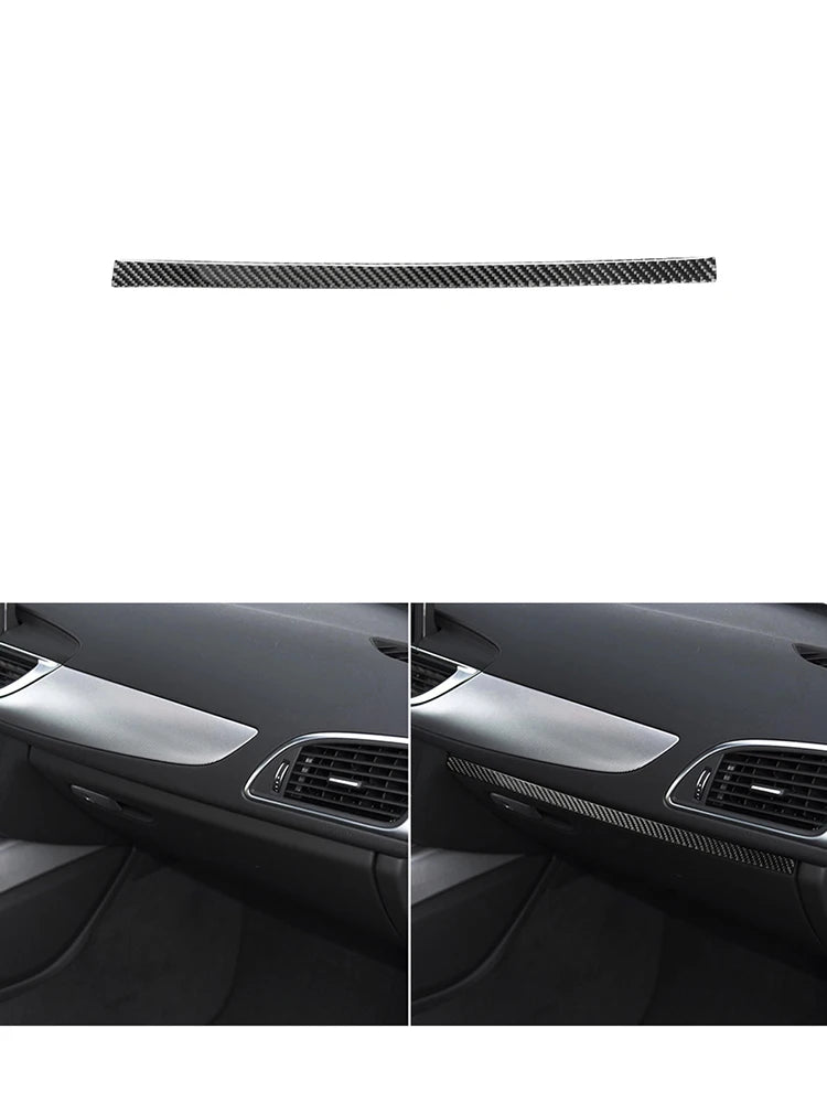 Accesorios decorativos para el interior del coche Audi A6 A7 2012 2013 2014 2015 2016 2017 2018, pegatinas negras de fibra de carbono, embellecedor de cubierta.