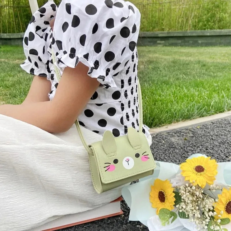 Accesorios para niños, bolso bandolera pequeño con diseño de conejo, bolso bandolera pequeño para niñas, monedero pequeño con dibujos animados para niños y niñas.