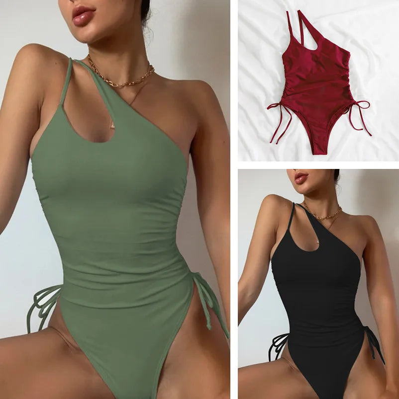 Bañador de una pieza para mujer, talla S-XL, brillante, para playa, traje de baño, trikini, maio, biquini, badpak, bikini, monokini, traje de baño 2025.