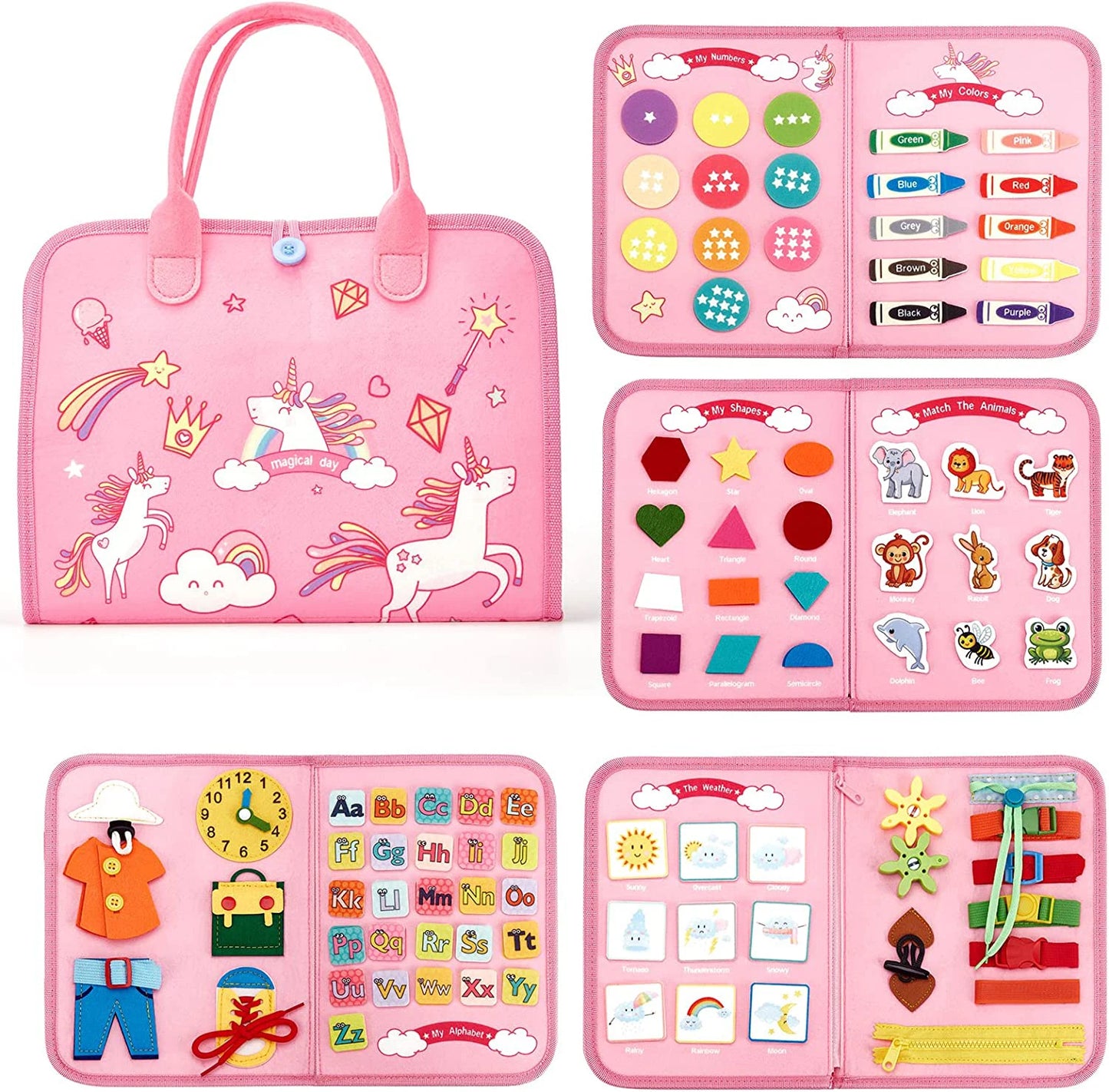 Tablero de actividades sensoriales Montessori Toys para desarrollar habilidades motoras, tablero de aprendizaje para niños pequeños, regalo de Navidad.