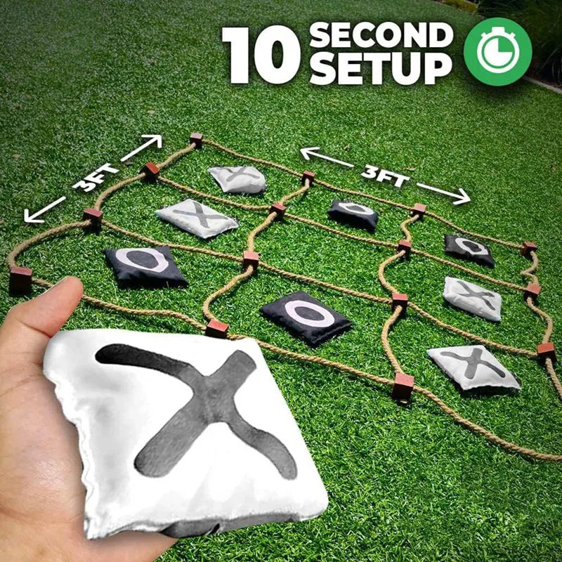 Juego gigante de tres en raya para exteriores, de instalación instantánea y sin ensamblaje, con lanzamiento de pufs, juegos gigantes de jardín para adultos.