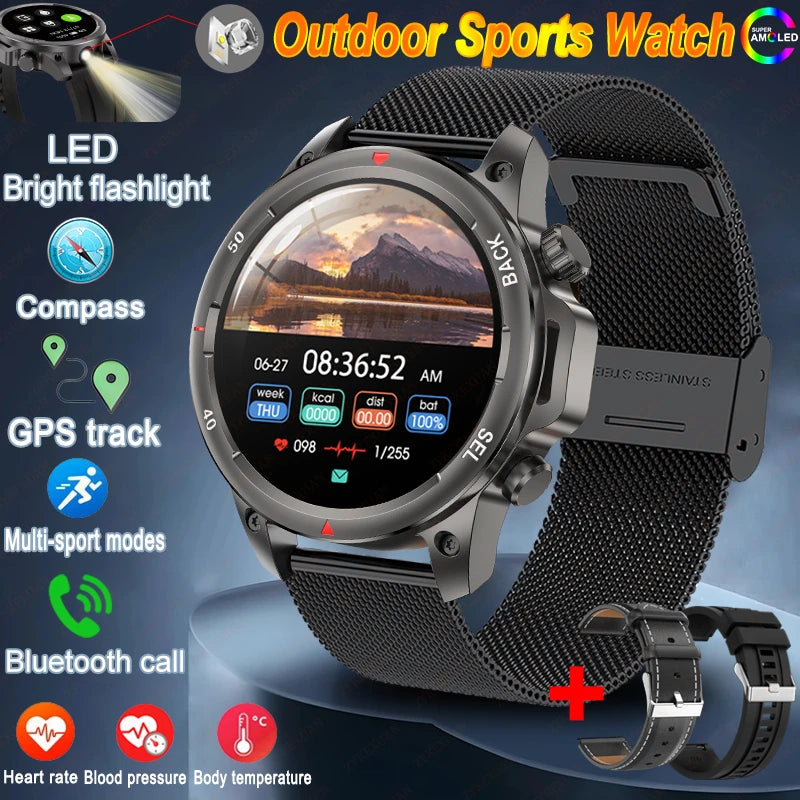 Reloj inteligente deportivo para exteriores Xiaomi, con GPS, linterna, brújula, Bluetooth, llamadas, control del ritmo cardíaco, NFC, resistente al agua, 2025