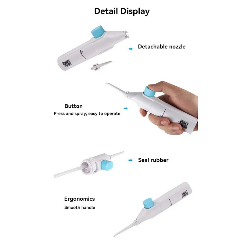 Irrigador bucal de alta presión para el hogar, portátil, con agua limpia, hilo dental, palillo de dientes manual de alta presión (2024)