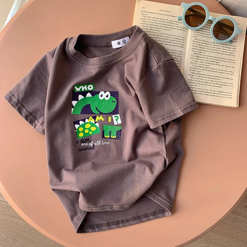Ropa para niños, camisetas para niños y niñas, ropa para niños, camisetas de dibujos animados, ropa para bebés, camisetas de algodón con estampado de verano.