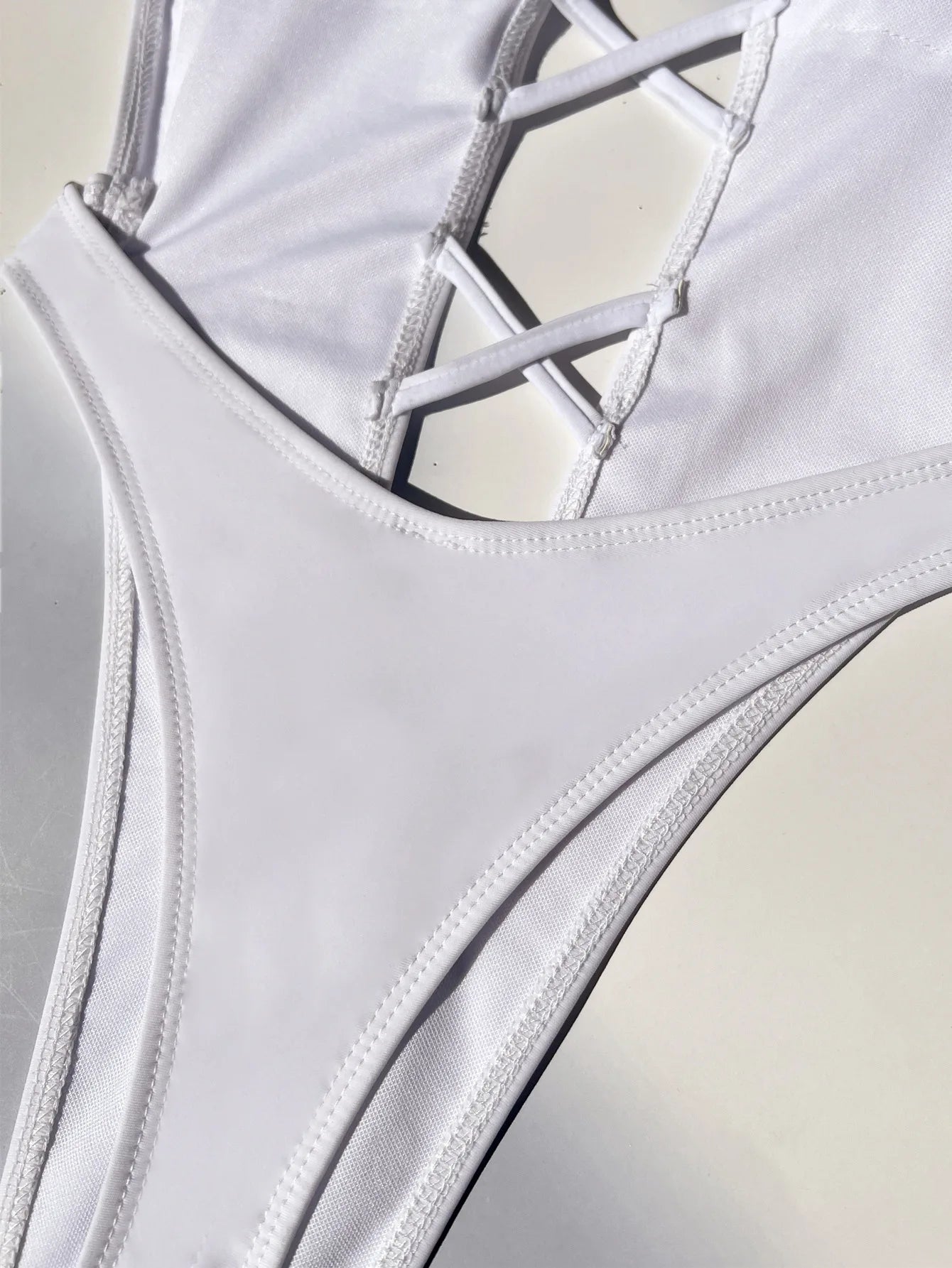 Traje de baño de una pieza para mujer, sexy, cruzado, sin espalda, de corte alto, con tanga, monokini