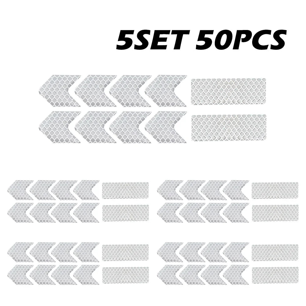 Pegatinas reflectantes para casco de seguridad, para trabajo nocturno, conducción segura, advertencia, calcomanía reflectante para casco de motocicleta y coche, 10 a 50 unidades