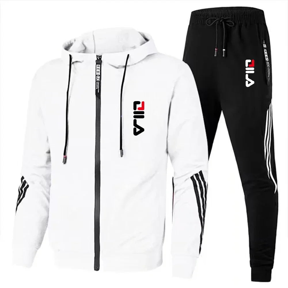 Conjunto deportivo para hombre primavera-otoño 2025: chaqueta deportiva informal + pantalón deportivo, moda para correr y conjunto deportivo con estilo.