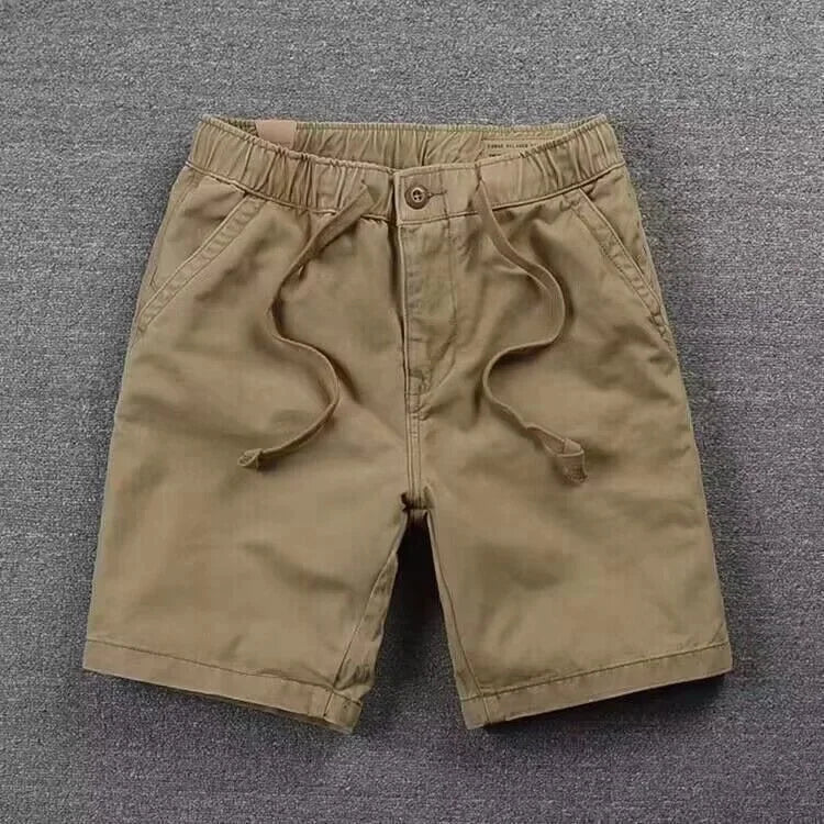 Pantalones cortos informales de trabajo para hombre, de verano, modernos, holgados, de pierna recta, de cinco cuartos, elásticos y lavados.
