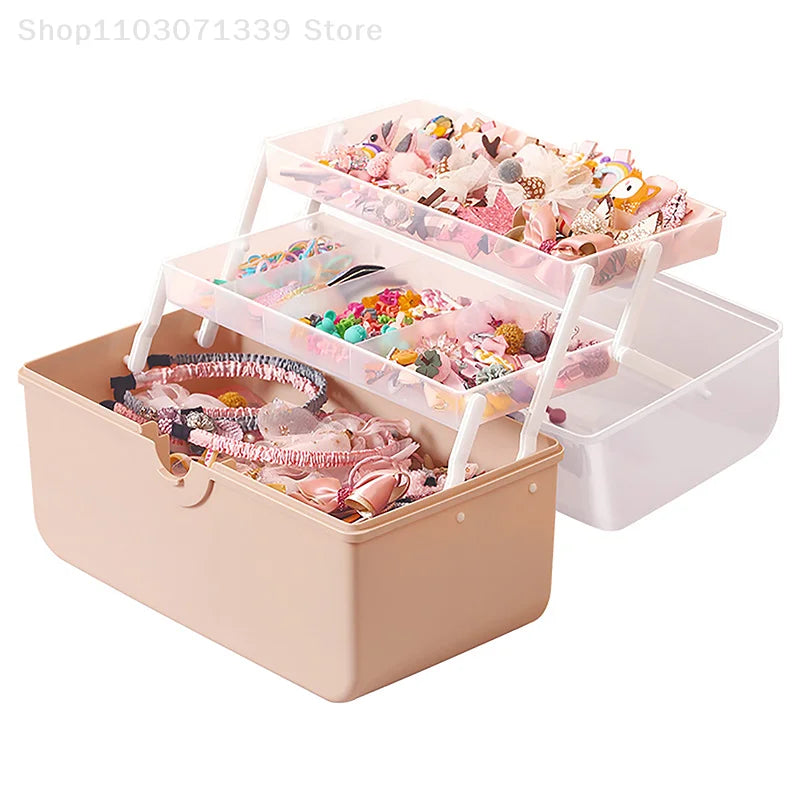 Caja de almacenamiento de accesorios para el cabello para niños, cuerda para la cabeza de bebé, horquilla, banda de goma, organizador de joyas para la cabeza, linda caja de joyería para niña