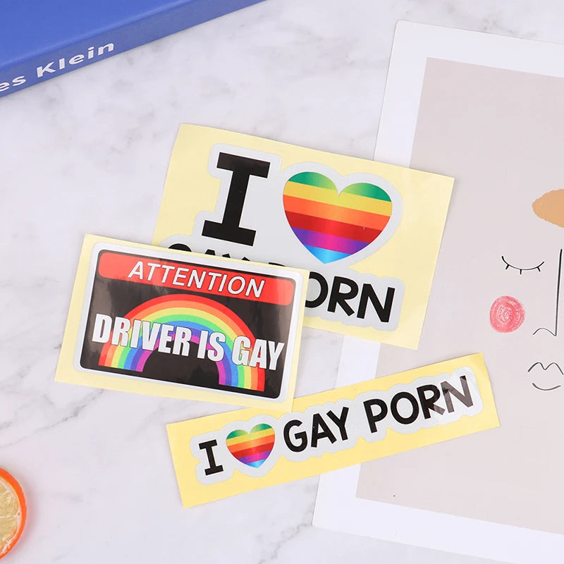 1 pieza de pegatinas reflectantes para coche con texto "I LOVE GAY PORN", pegatinas divertidas para el coche.