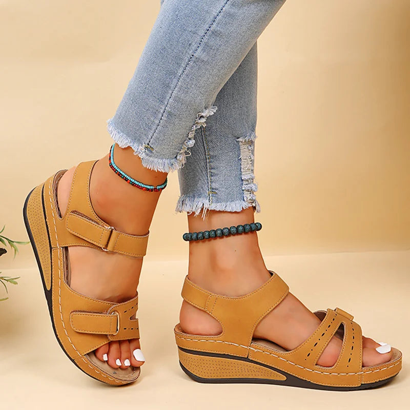 Sandalias de verano para mujer, suaves, de playa, con cuña, elegantes, para mujer