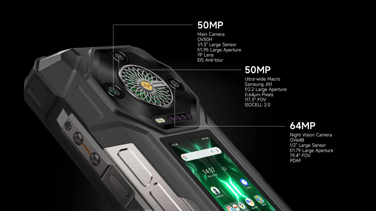 【Estreno mundial】Ulefone Armor 33 Pro 5G Teléfono resistente con batería de 25500 mAh, 512 GB de ROM, pantalla trasera de 6,59" y 3,4" a 120 Hz, NFC y Android.