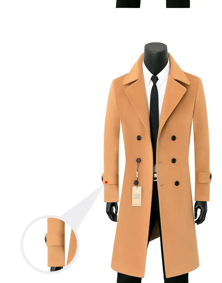 Abrigo de lana de alta calidad para jóvenes, cálido, informal, extralargo, cruzado, grueso, tallas grandes S-7XL 8XL 9XL