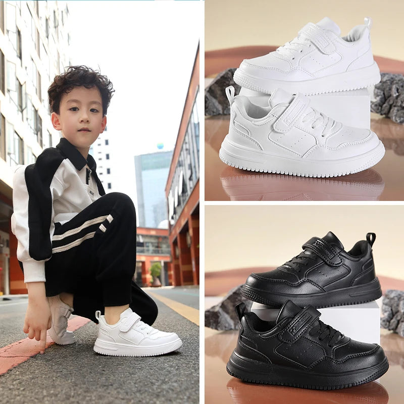 Zapatillas deportivas blancas de moda para niños y niñas, calzado deportivo antideslizante para exteriores, cómodo y para caminar.