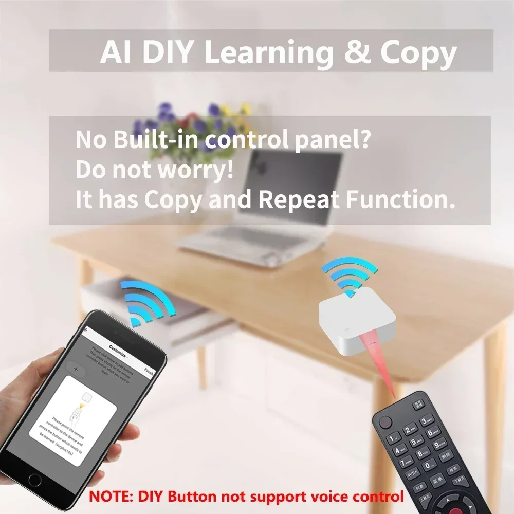 Control remoto inteligente Tuya WiFi IR universal para TV, aire acondicionado, control remoto Alexa, funciona con Google Home, Yandex y Google.