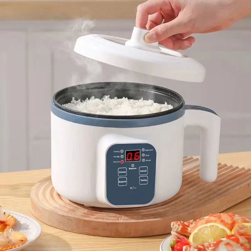 Máquina de cocina eléctrica doméstica para 1-2 personas, olla caliente, estofado, huevos, sopa, sartén antiadherente, olla arrocera eléctrica multifunción