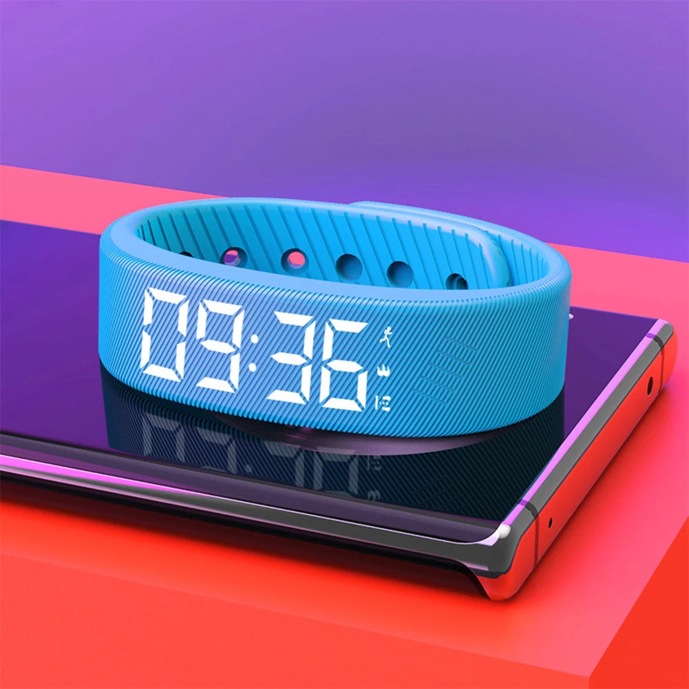 Pulseras inteligentes digitales LED, reloj inteligente resistente al agua, podómetro para correr, monitor, alarma de vibración y recordatorio.