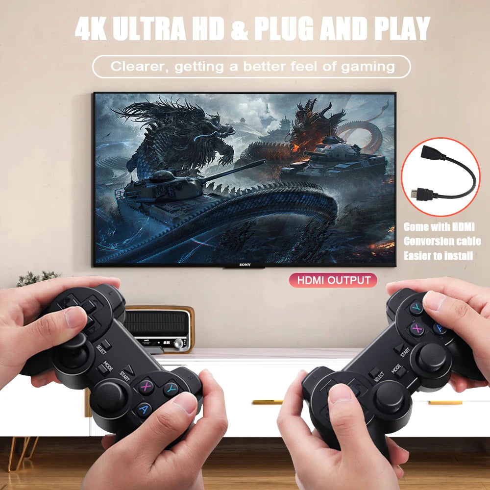 Consola de videojuegos GD10 Game Stick 256 GB 4K HD, doble mando inalámbrico 2,4 GHz, retro, 58.000 juegos para PSP, regalo de Navidad