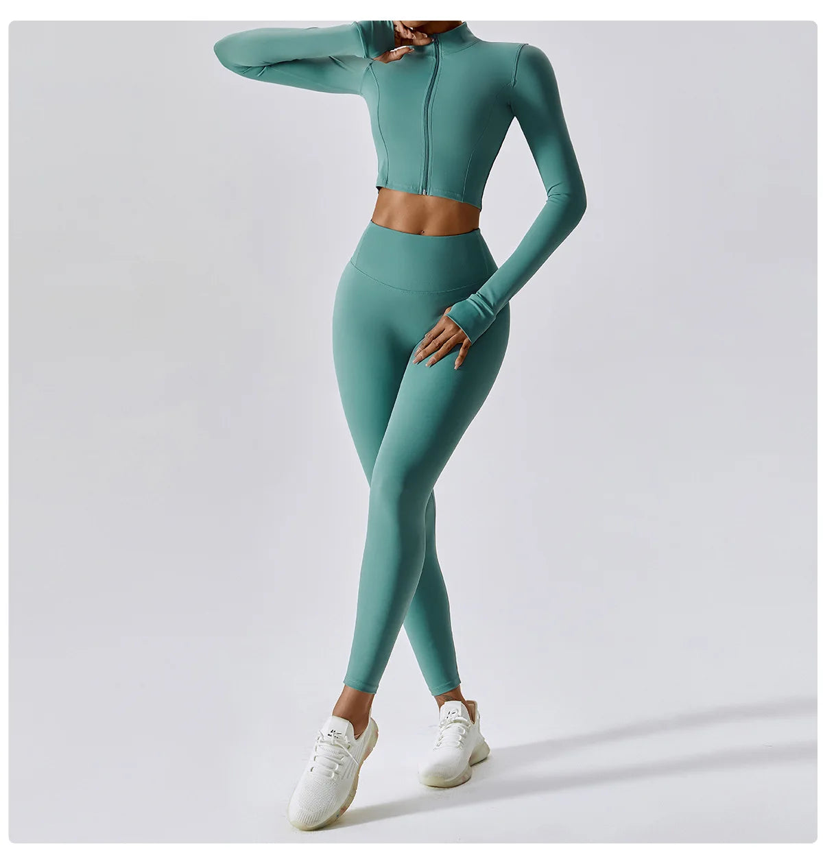 Conjunto de yoga de 3 piezas para mujer, conjuntos de entrenamiento, ropa deportiva para gimnasio, ropa deportiva con cremallera, leggings de manga larga y cintura alta, trajes deportivos, traje de yoga