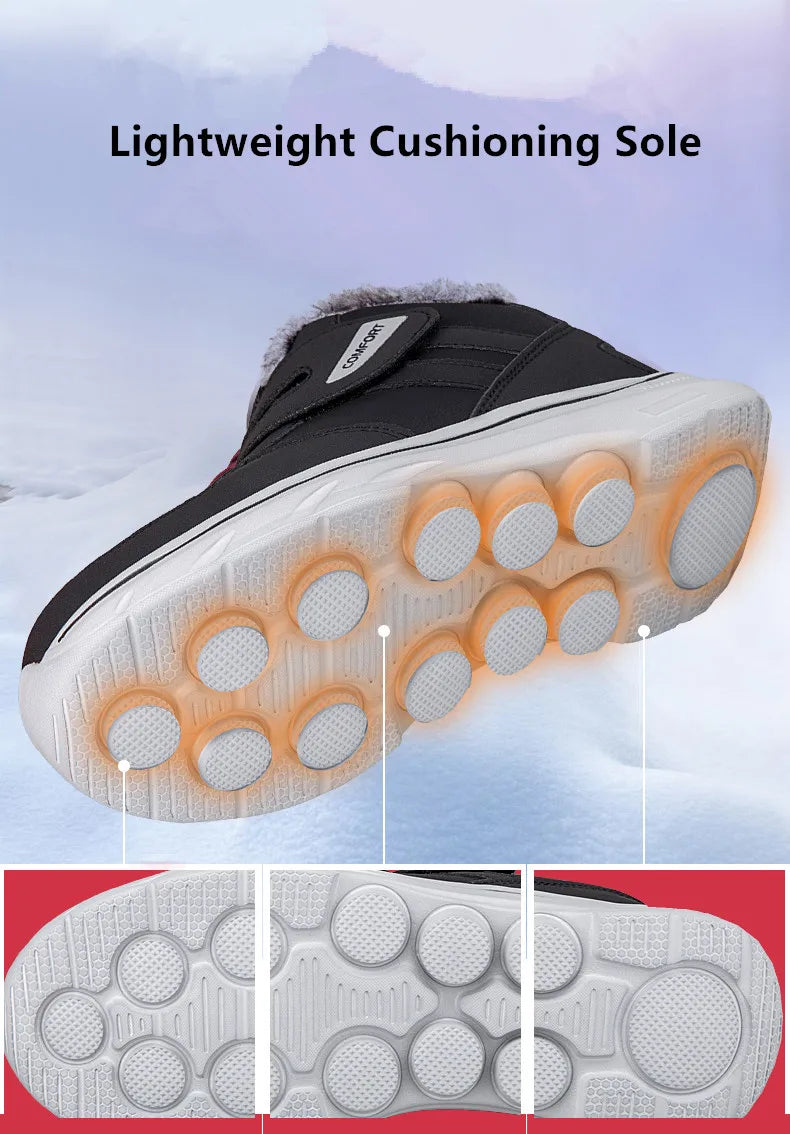 Nuevas zapatillas de invierno para hombre, botas de nieve gruesas y cálidas de felpa, botines ligeros para hombre, botas de algodón para exteriores hechas a mano para hombre.