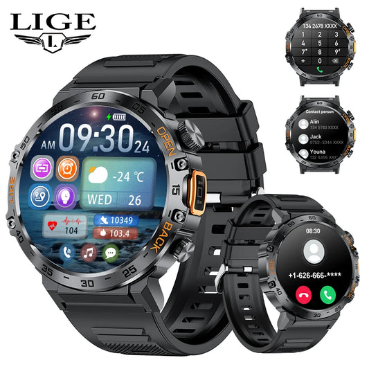 Nuevo reloj inteligente militar para hombre, pantalla AMOLED HD de 360*360, resistente al agua, con linterna LED, deportivo, para Android e iOS.
