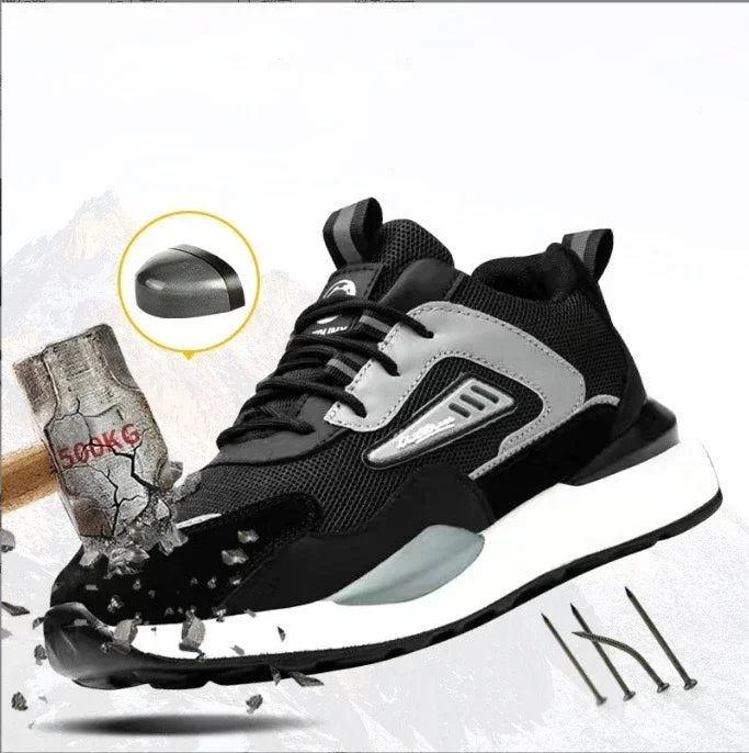 Zapatos de trabajo para hombre nuevos, con punta de acero, antigolpes y antipuñalamientos, transpirables y antideslizantes.