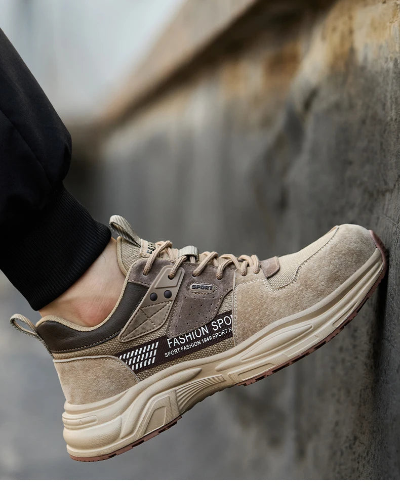 Zapato de trabajo antiperforación para hombre, zapatillas de trabajo de seguridad transpirables con puntera de acero, zapatos indestructibles, botas de trabajo transpirables.