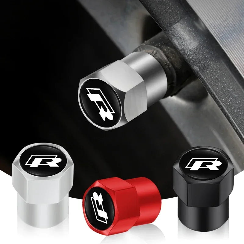 Tapones de válvula de neumático de metal para coche, accesorios antipolvo para Volkswagen Magotan R-Line Touran GTI Bora Lavida Arteon
