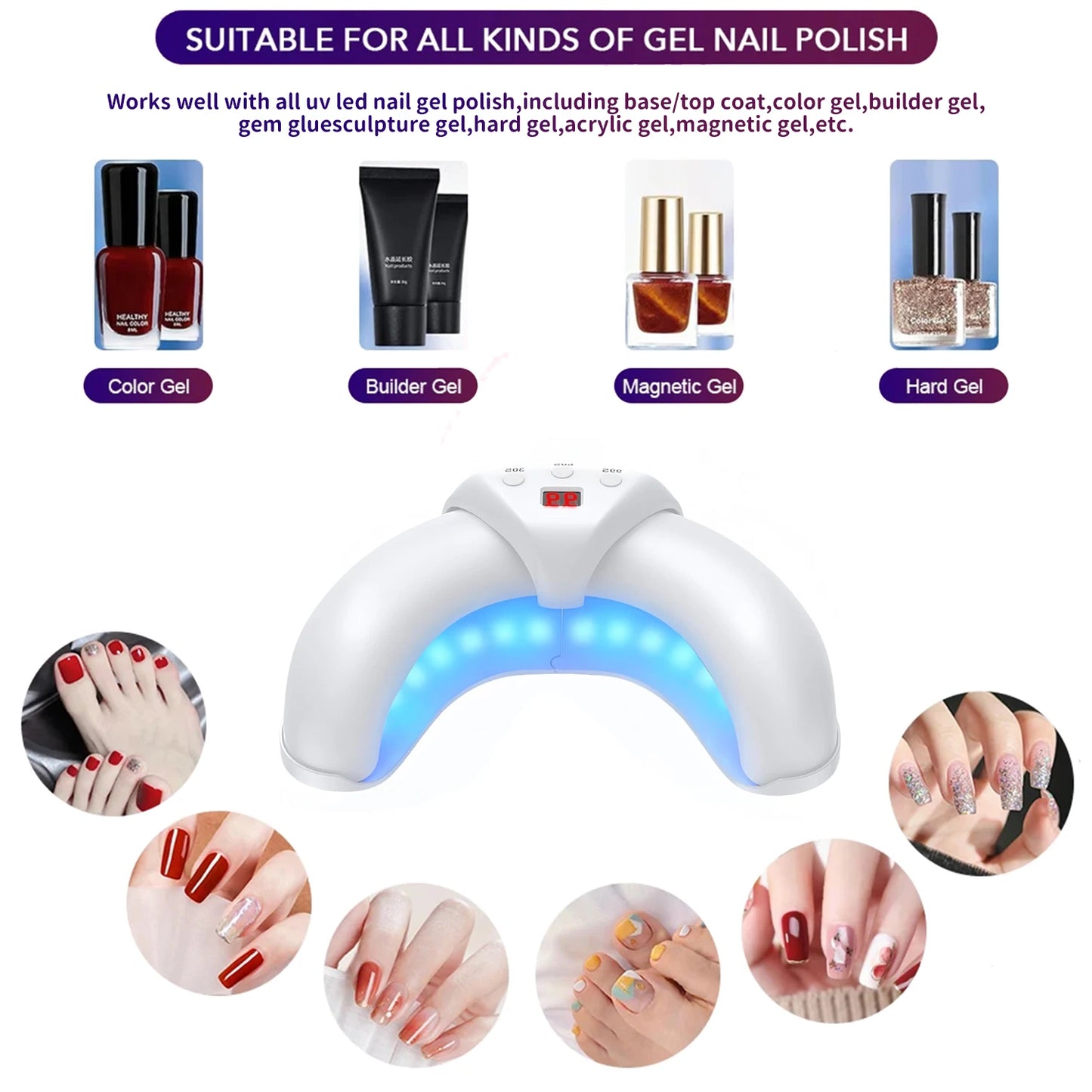 Dispositivo láser para hongos en las uñas, para múltiples uñas de los pies y de las manos. Solución reparadora para uñas dañadas y descoloridas para uso doméstico.