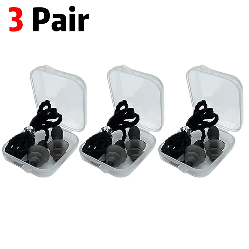 Tapones de silicona suaves con reducción de ruido y protección auditiva, reutilizables, con cordón de goma, para dormir, nadar, roncar y practicar deportes.