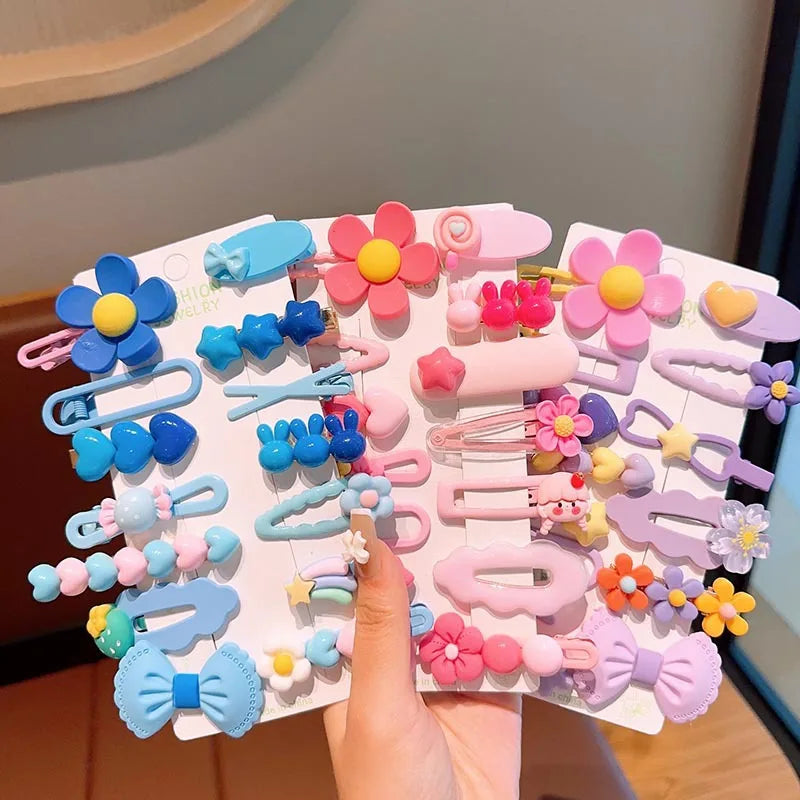 Juego de 14 accesorios para el cabello para niñas, horquillas con forma de flor, lazos, pinzas laterales, pasadores con forma de corazón de conejo, tocado para niñas.
