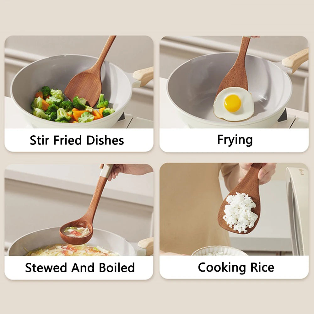 Espátula de madera de ébano COOKER KING, sartén antiadherente, espátula especial para saltear, espátula resistente al calor, cuchara para sopa de arroz, utensilios de cocina