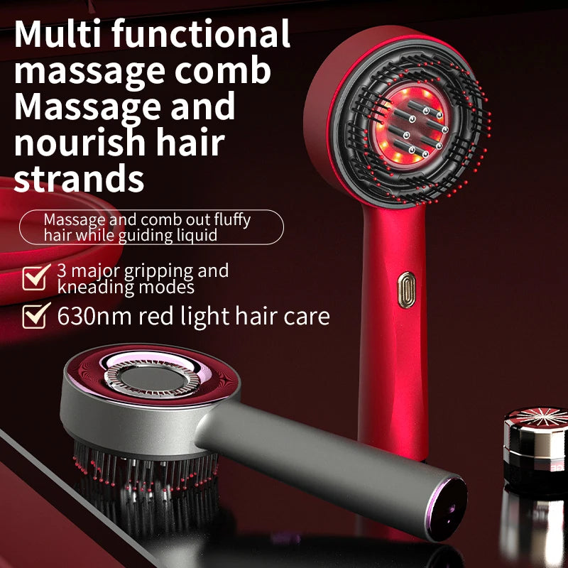 Cepillo eléctrico para el crecimiento del cabello con luz infrarroja, masajeador de puntos de acupuntura para el cuero cabelludo, peines depuradores para ejercicios anticaída.