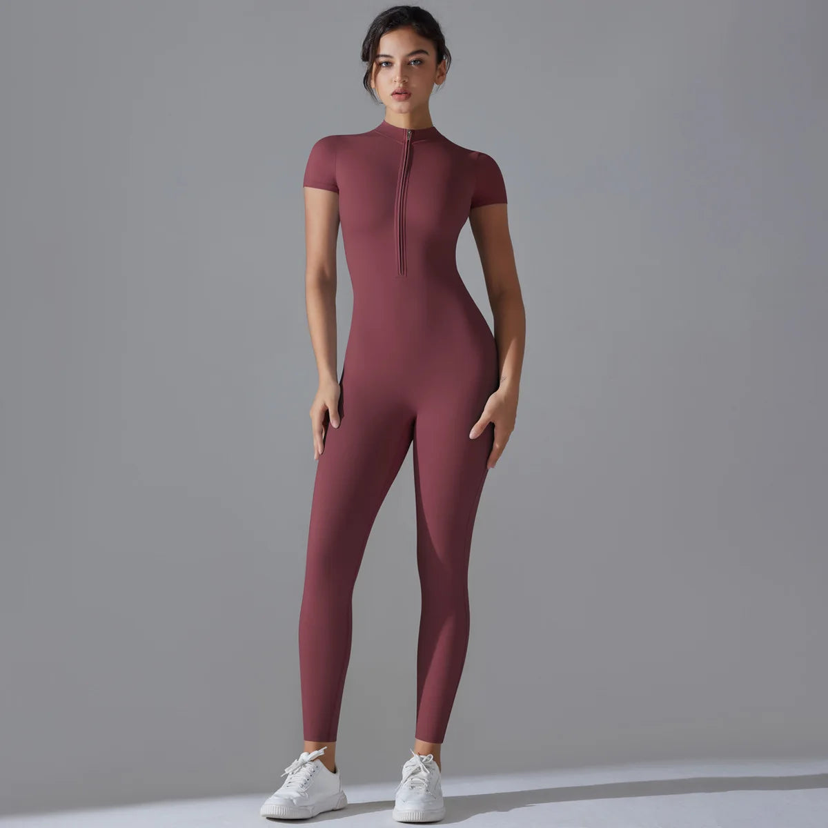 Women Zipper Bodysuits Fitness Sports Bodysuit Yoga Suit Breathable Quick Drying Sports Yoga Clothing Women Gym Push Up Workout