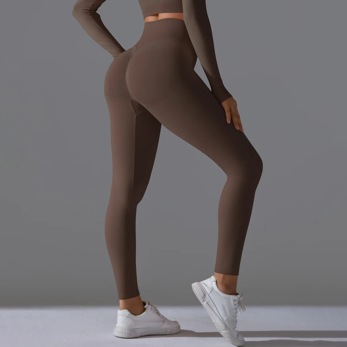 Leggings deportivos de yoga para mujer, sin costuras, cintura alta, elásticos, color sólido, para gimnasio, correr, secado rápido, realce y efecto moldeador.