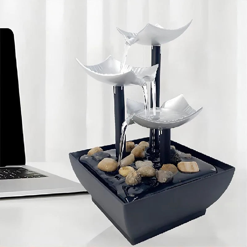 Fuente de agua para decoración de oficina y hogar, cascada interior para decoración de interiores, oficina, hogar, mesa, paisaje acuático Feng Shui