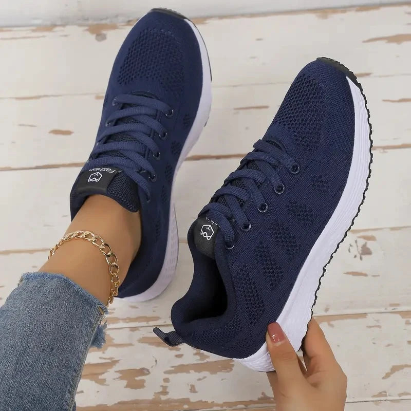Zapatillas deportivas informales para mujer, de malla, transpirables, con plataforma, para baloncesto