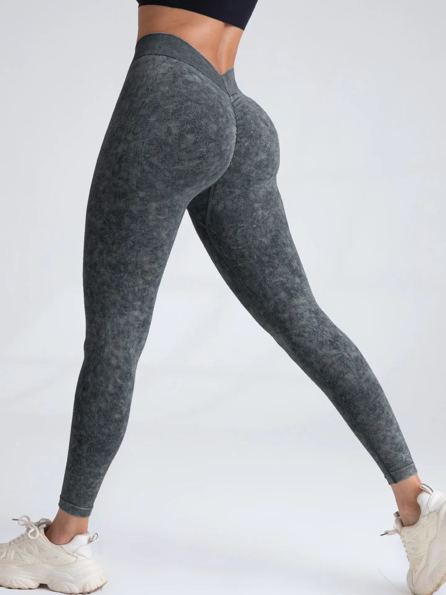 Leggings de nailon para gimnasio, yoga, espalda en V, efecto push-up en glúteos, ciclismo, fitness, ropa deportiva para entrenamiento.