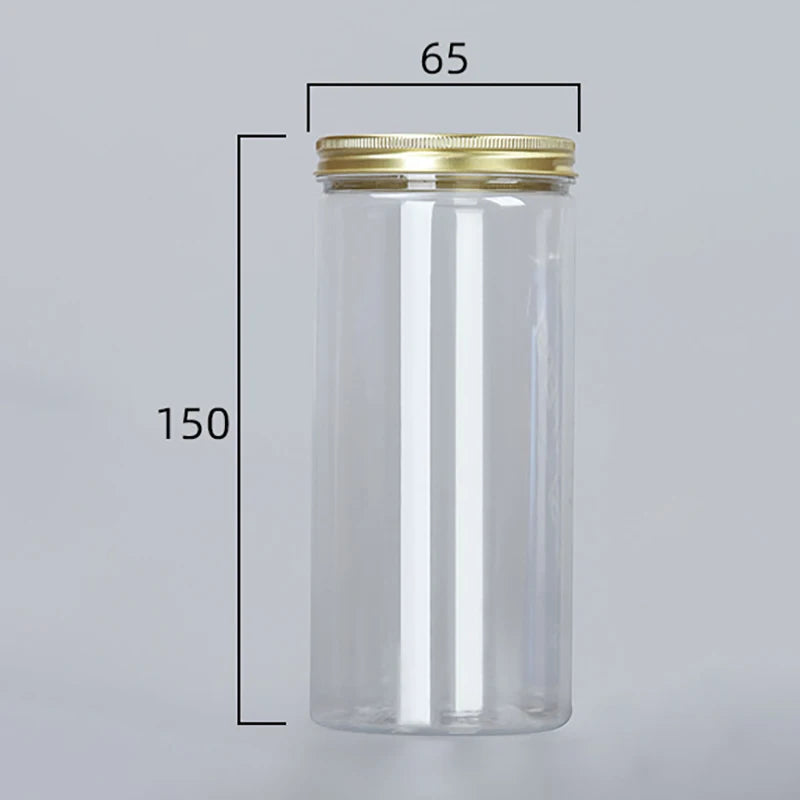 Frasco de plástico transparente de 15 tamaños con tapas de aluminio rosa, contenedor vacío para crema facial, contenedor de cosméticos, botellas rellenables de viaje doradas.